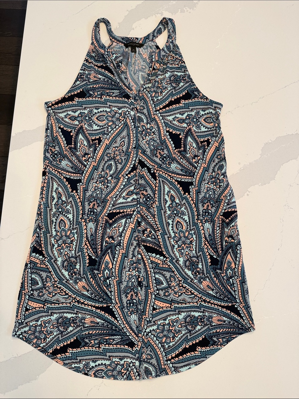 Women’s Navy and Teal Paisley Racerback sun dress